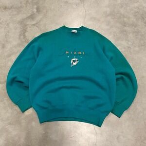 Vintage y2k 90s Miami dolphins nfl football pro player crewneck sweatshirt